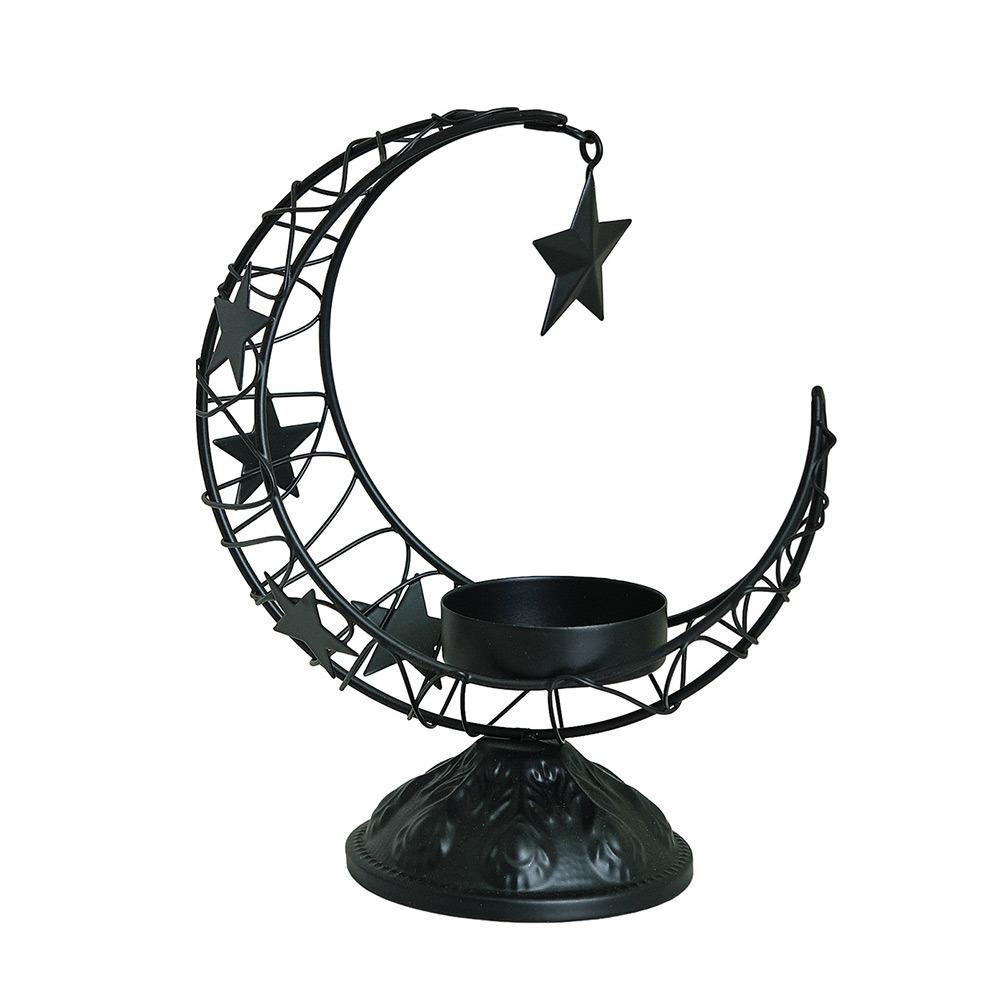 

Eid Al-Fitr Moon Candle Holder Moon Shape Aromatherapy Burner Exquisite Metal Incense Burner Gift 1-Black