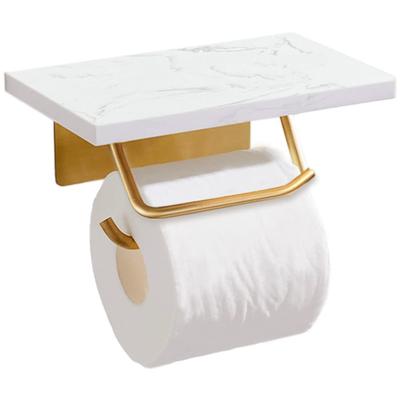 Recovery Me [Artificial Marble] Toilet Paper Holder, Marble with Shelf, Stylish Gold Toilet Paper Holder Cover, Nordic Style, Single Roll