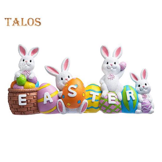 

Статуэтки пасхального кролика в виде яйца, статуэтка весеннего кролика из смолы, расписанная вручную, настольная центральная часть для декора книжной полки дома в саду Rabbit