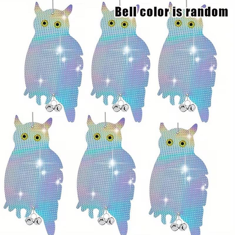 1/2/4/6 Stück Reflektierende Eule Falke Attrappe, Hängender Reflektierender Vogelabweiser aus Kunststoff, Windspiel zur Dekoration für Außenbereich und Garten