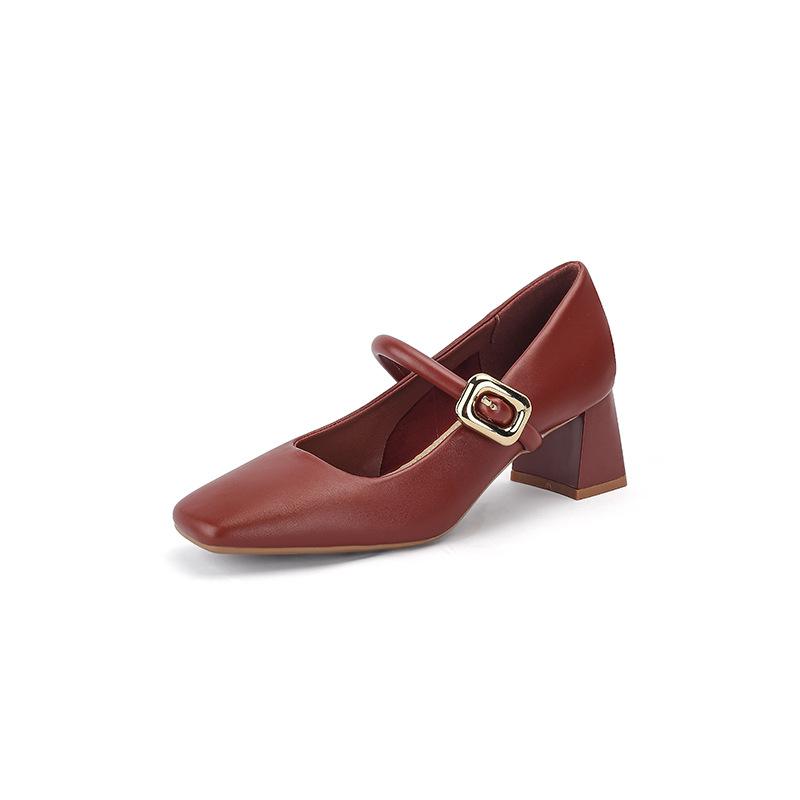 Spring Autumn Women Pumps Women Square Toe Chunky Heel Mary Janes Shoes Women Wedding Party Shoes Classics High Heels