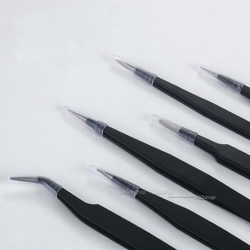 1/6pcs Anti Static Tweezers for Watch Jewelry Mobile Phone Electronics Tweezers Set Precision Industrial Repair Tweezers Tools
