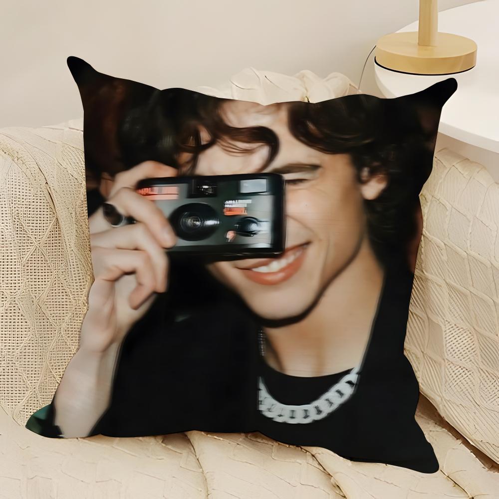 Young Actor Star TTimothee CChalamet Pillow Case Natural Linen DoubleSided Printing Sofa Home Decor Cushion Cover