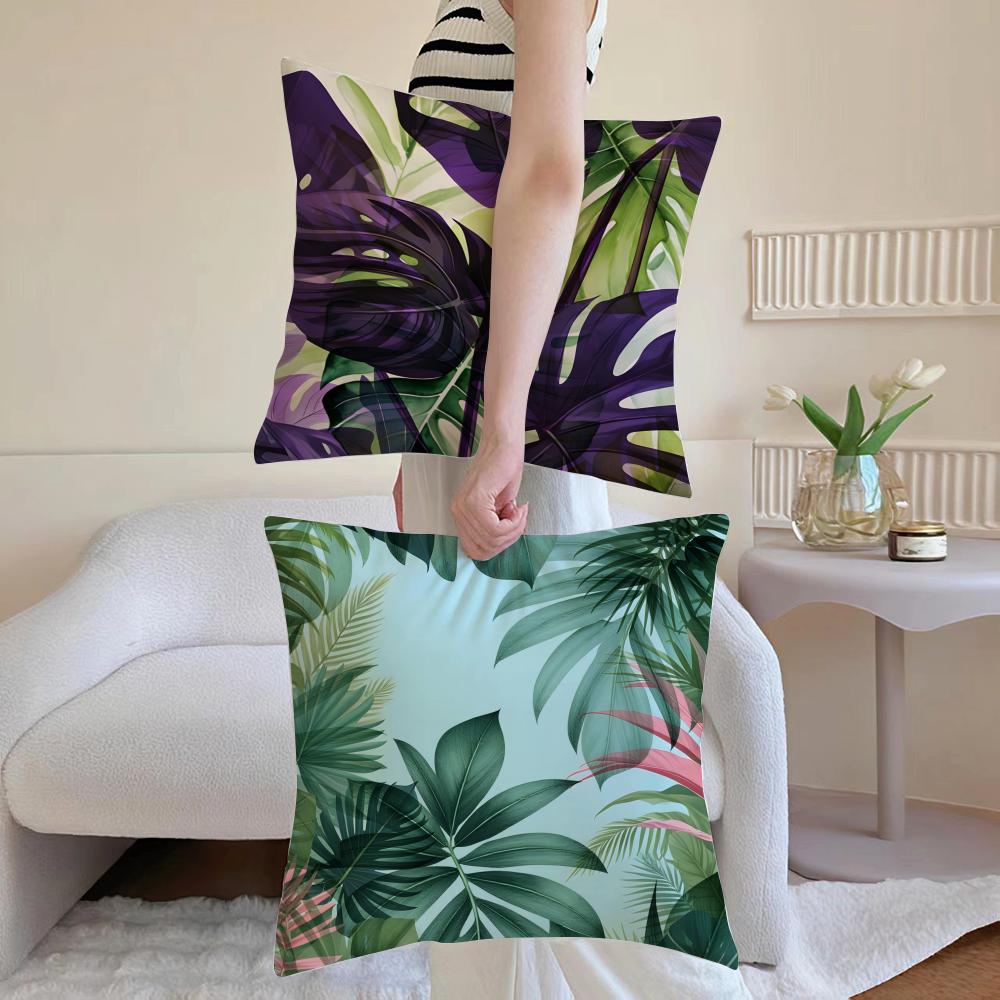 Cool Summer Prints Cushion Cover Anti-dustmite Pillowcase Invisible Zipper Silky Short Plush Sofa Cushion Cover