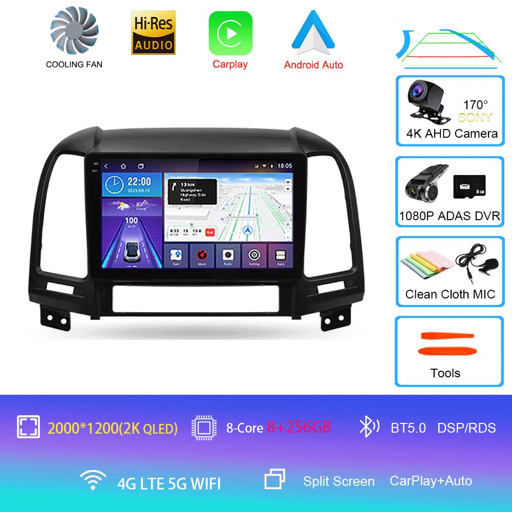 Car Radio Android 14 For Hyundai Santa Fe 2 2006 - 2012 Navigation GPS Multimedia Video Player Stereo wireless Carplay Wifi+4G