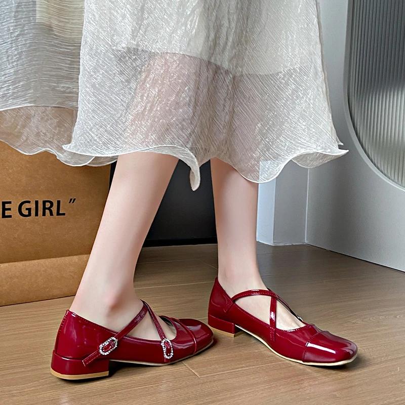 Fashion 2024 Brand Women's Shoes Mary Janes Women's High Heels Fashion Buckle Strap Dress Pumps Women New Square Toe Heels Women Zapatos