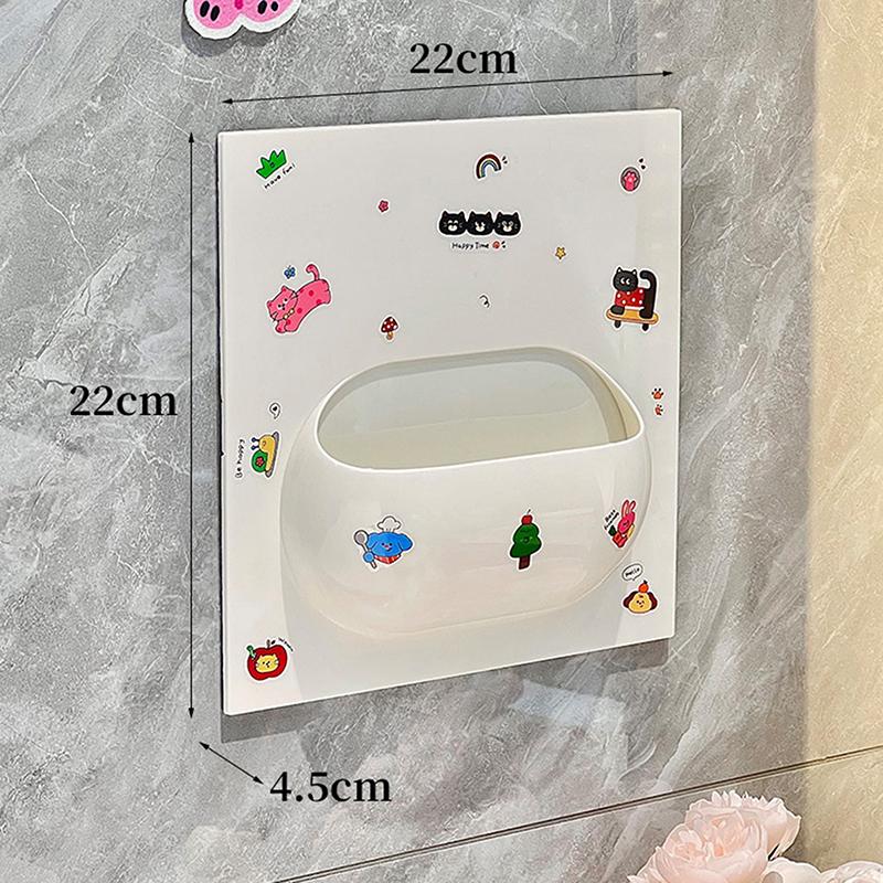Cartoon Cat Multifunctional Storage Rack For Bathroom Cosmetics Plastic Wall Without Mark Punching Storage Rack Diy Decoration