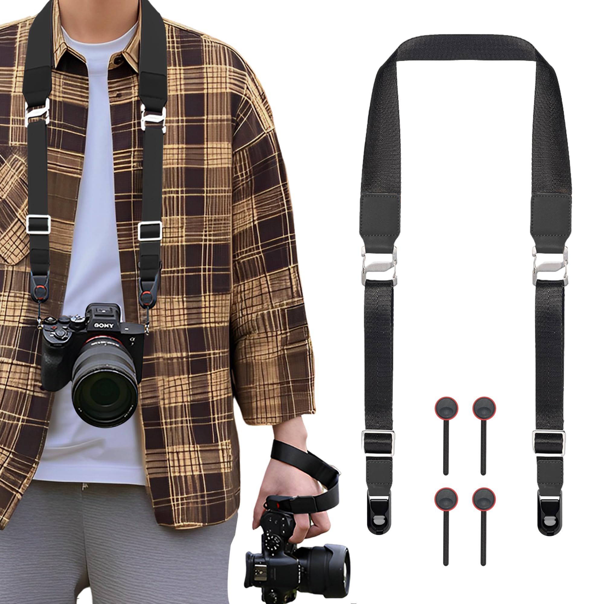 

ZXZone Camera 38mm Wide Nylon Camera Wrist Adjustable Multifunctional Anchor Links Wrist Strap for and Digital Cameras Strap, Material, 3-in-1 Strap,