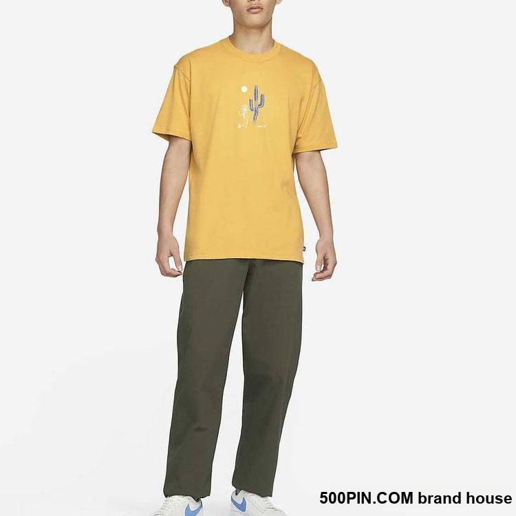 Nike SB Cactus Flower Print Short Sleeve T-Shirt Men Tops Yellow DQ1861-777