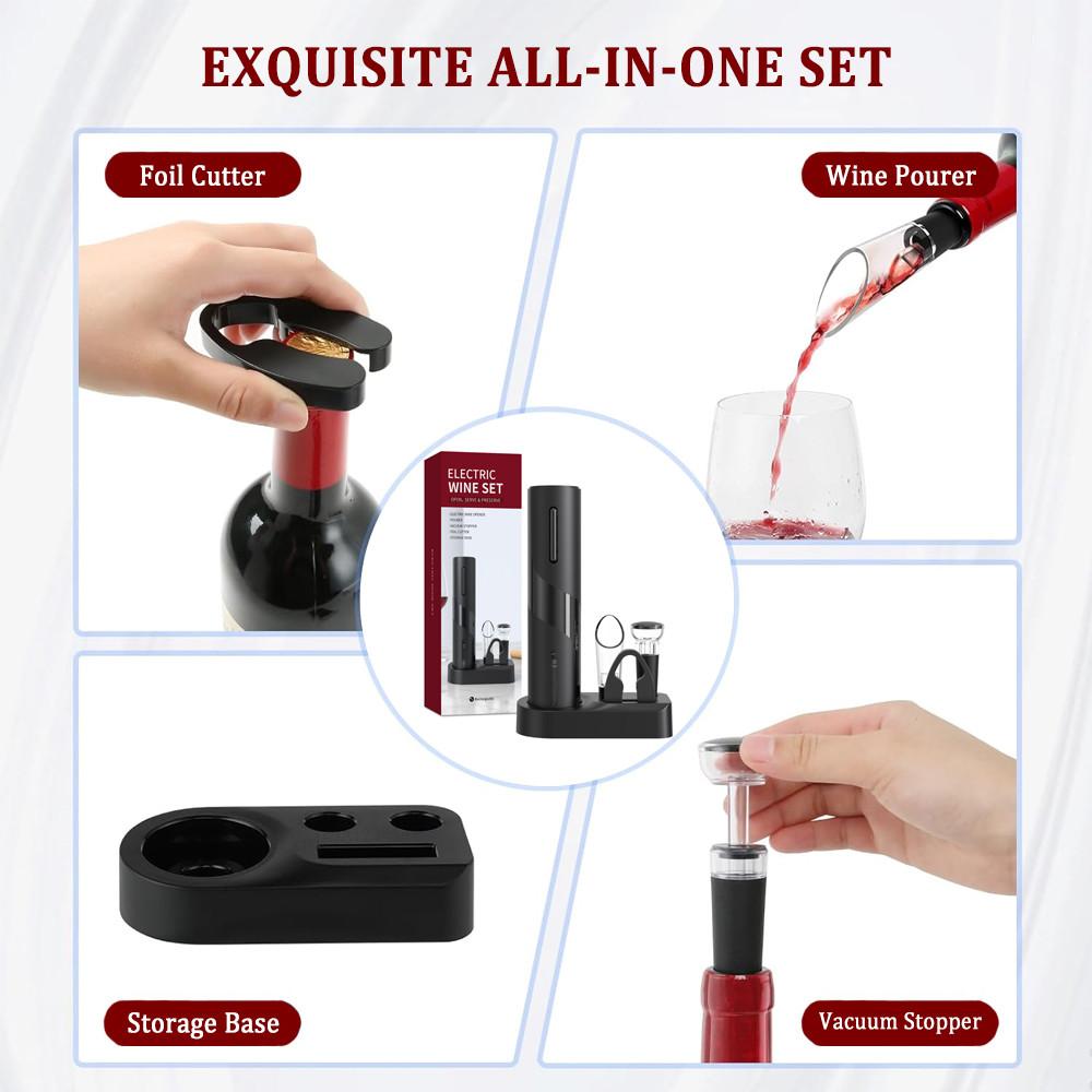 USB Rechargeable Red Wine Corkscrew Kitchen Accessories Automatic Wine Opener Foil Cutter Portable Electric Wine Bottle Opener