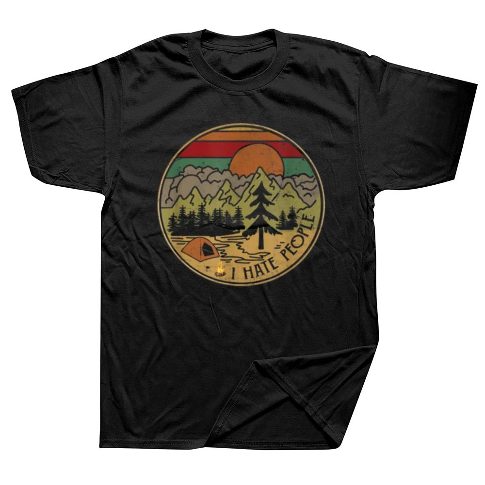 Nienawidzę Ludzi Na Zewnątrz Zabawne Vintage Koszulki Letnia Graficzna Bawełniana Streetwear Krótki Rękaw Prezent dla Introwertyka Koszulka Unisex