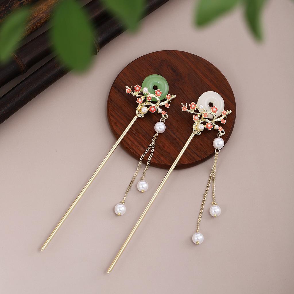 New Chinese Style Ethnic Style Retro Ping An Buckle Cheongsam Hair Ornaments Dripping Oil Flowers Butterfly Tassel Step Shaking Ancient Style Hairpin