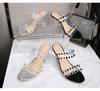 Strass Sandalen Damen Sommer Neue Sexy Kristall Transparente Schuhe mit hohen Absätzen Keilabsatz 1098 Serie 6cm LFD