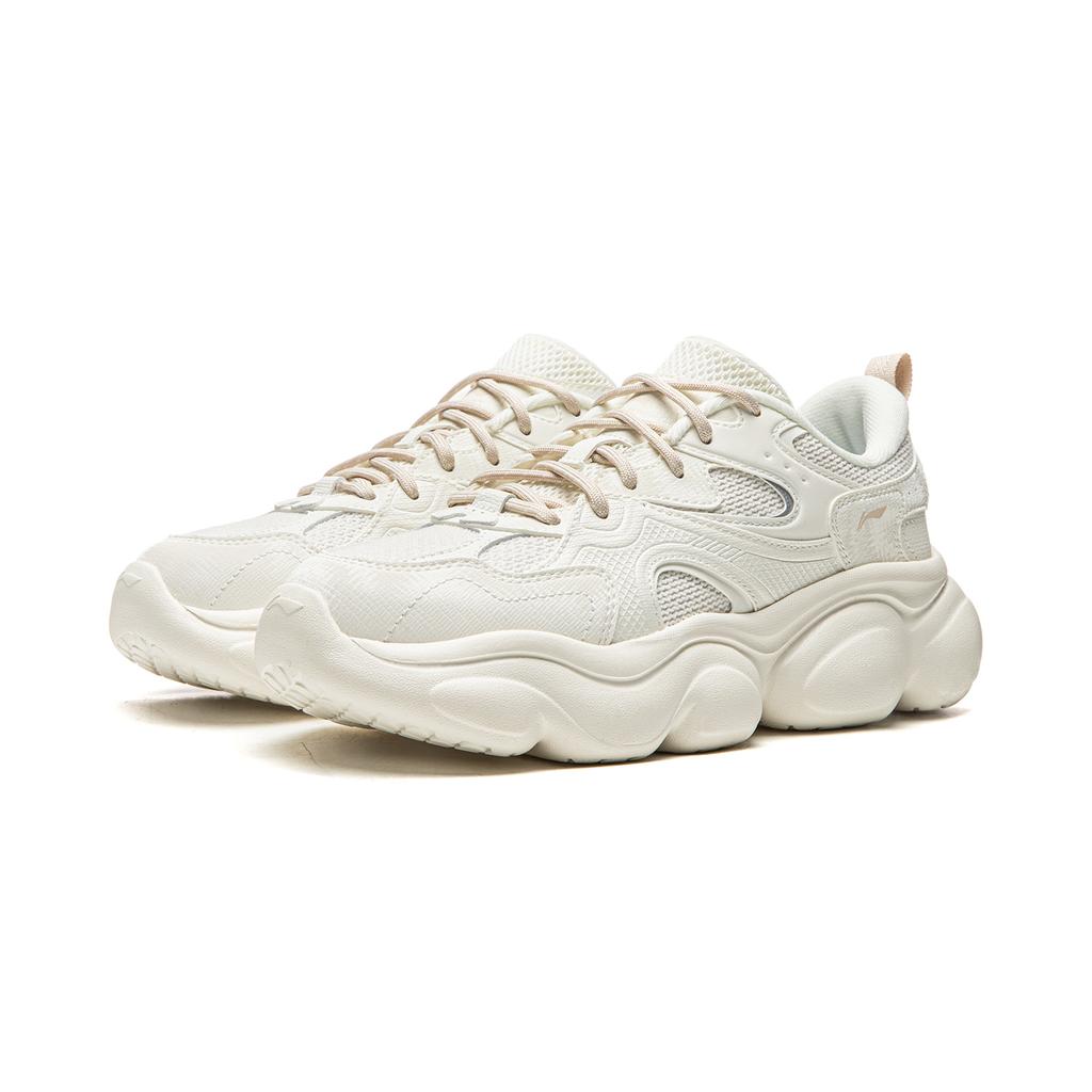 Li Ning Cloud Cushioning Slip Resistant Abrasion Resistant Lightweight Low top Casual Shoes Women's Ivory AGCW104-1