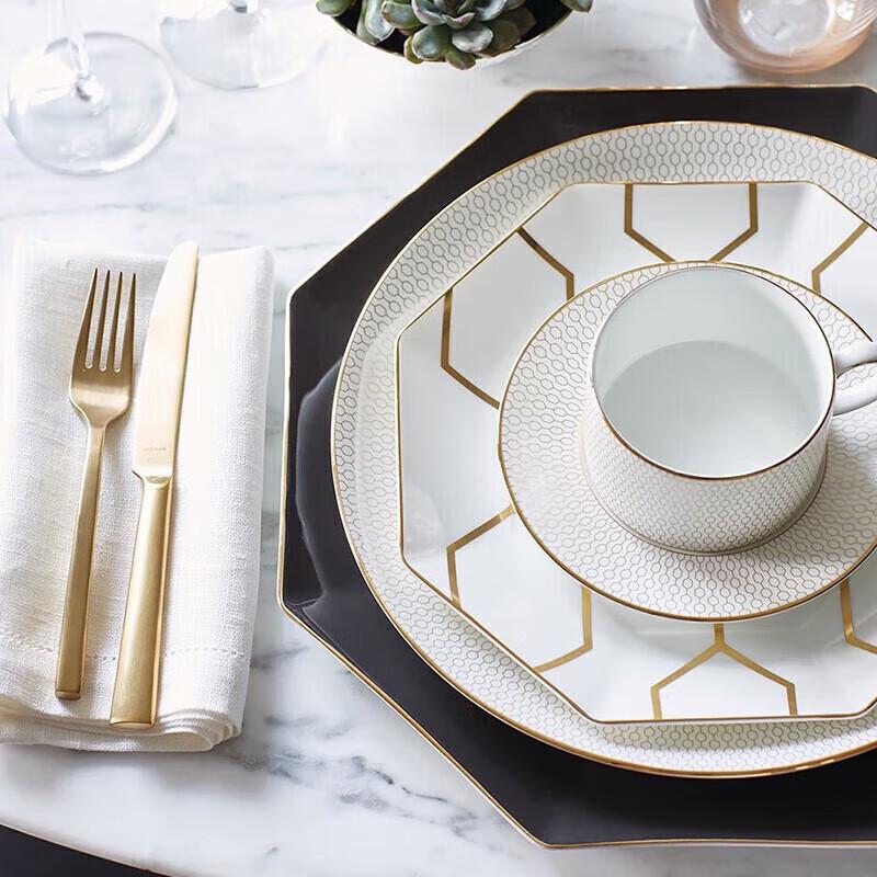 Wedgwood Gold Geometric Cup and Saucer Set