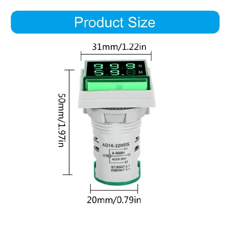 Precisions  Double  Display Hour Meter with Impact Resistance & Long Life Multifunction  LED Hour Meter for Various Environment