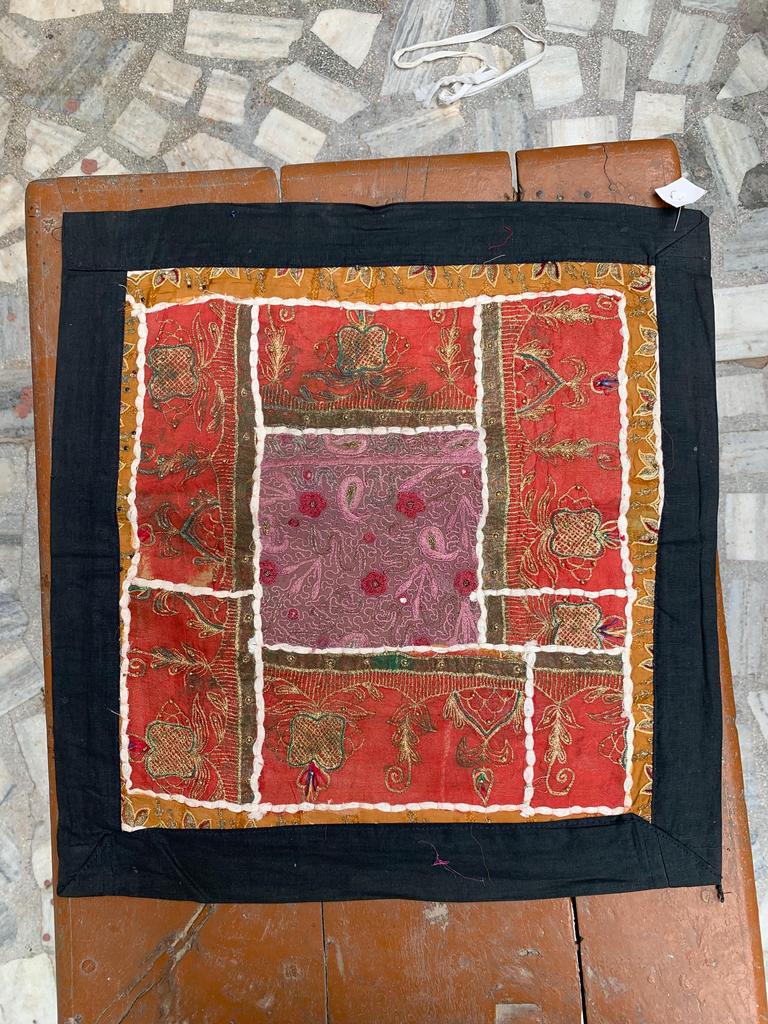 Hand Embroidered Cotton Pillow Cover: Bohemian Cushion, 40