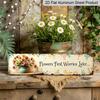2D Flat, Rustic European Aluminium Decorative Sign with Vibrant Daisy Flower Vase & Motivational Quote - Irregular-Shaped Suitable For, Cafe, Hotel