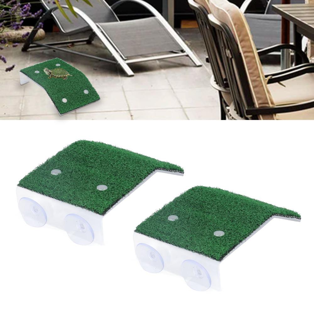 2pcs Artificial Plastic Plants Turtle Climbing Terrace Suction Cup Reptile Climbing Platform  Frogs