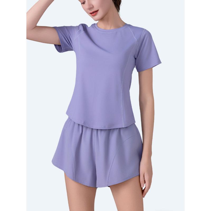 Women's Quick-Dry Yoga & Running Set - Loose, Slimming, Breathable, Short Sleeve Summer Fitness Apparel