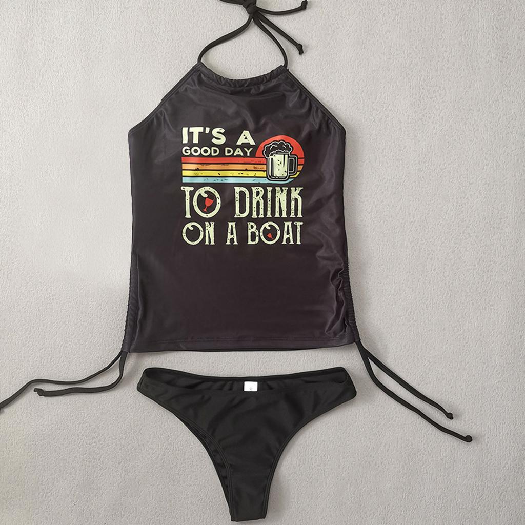 Sunse Women's Summer Swimsuit Printing Set Adjustable Straps Beach Swimsuit Bikini Set