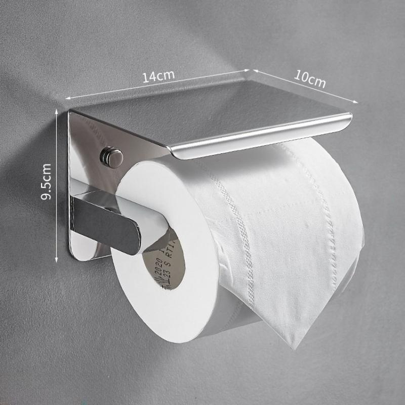 High Quality 304 Stainless Steel Toilet Paper Holder Wall Mounted No Drilling for Bathroom Vanity