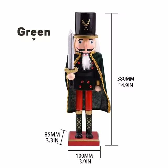 

Рождественский Щелкунчик, украшение, кукла, солдат, плащ, король, деревянная кукла, орех, статуэтка ручной работы, украшение для дома и офиса, Счастливого Рождества зелёный