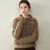 Women's Cashmere Stand Collar Zipper Sweater - Loose Fit Pullover & Cardigan