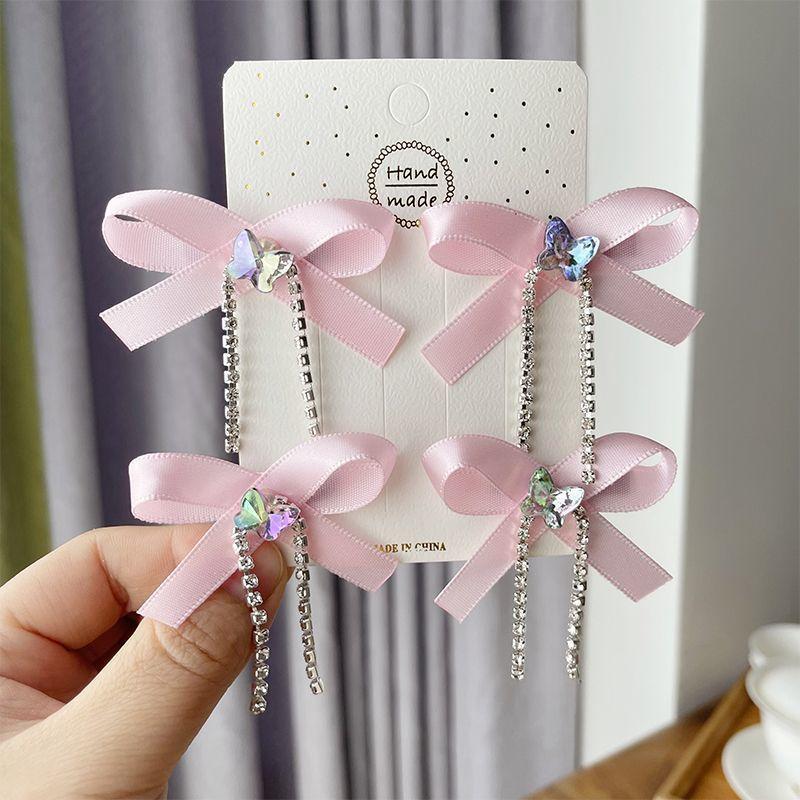4 PCS Tassel Bow Cute Hairpins Children Sweet Headwear Girls Hair Accessories