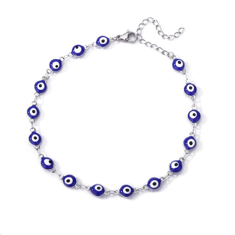 Women’s Colorful Demon Eye & Irregular Pearl Anklet: European & American Style, Personalized Design