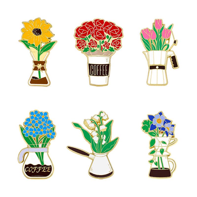 Potted Plant Pins Decorative Backpack Decor Enamel Pin Unique Flower Pins For Girls Accessories Clothing
