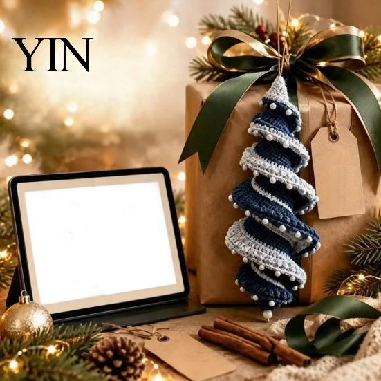 Festive Handmade Ornaments Christmas Ornament Crochet Kit, DIY Spiral Tree Starter Xmas Relaxing Crafting Hobbies Craft Kit for Holiday Home