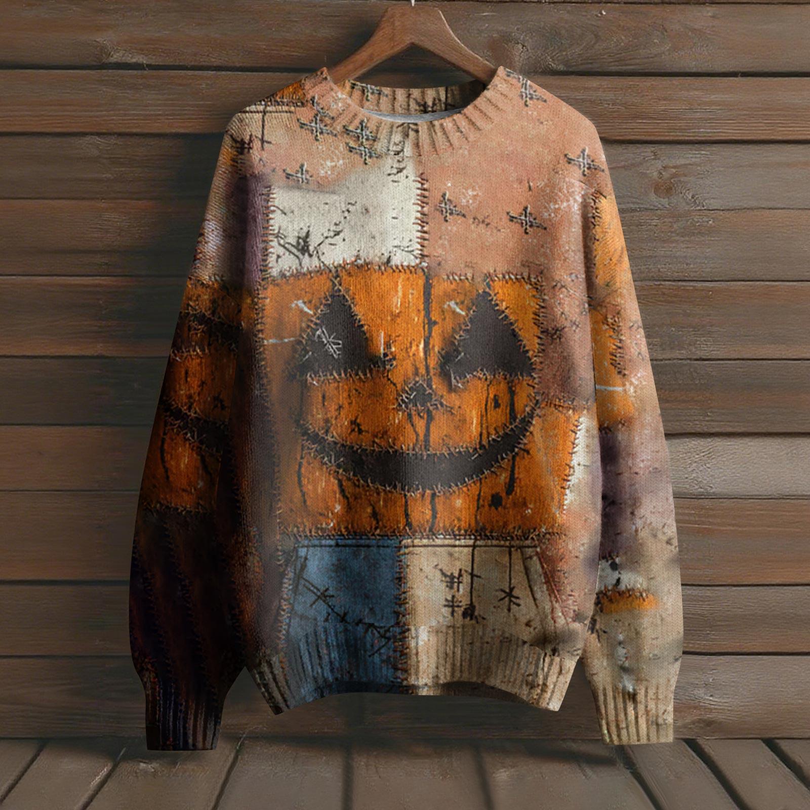 

Пуловеры с длинным рукавом для женщин, с круглым вырезом, повседневные, милые, с принтом, вязаные, оверсайз XL