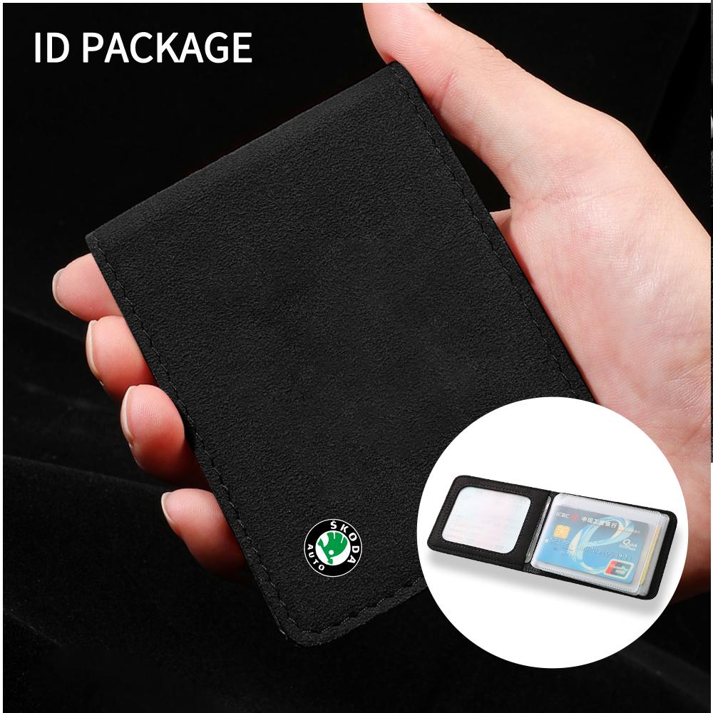 Car Registration Insurance ID Card Storage Bag Logo Wallets Organizing Pocket For Skoda Kodiaq Octavia Fabia Karoq Enyaq Kamiq 3 Xknw93