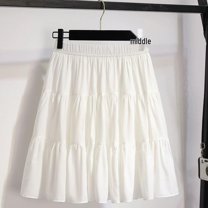 

2025 Мини-юбка плиссе с высокой талией, черная: Летний студенческий стиль, Защищающая от излишней открытости, Юбка-шорты А-силуэта с оборками 4XL белый