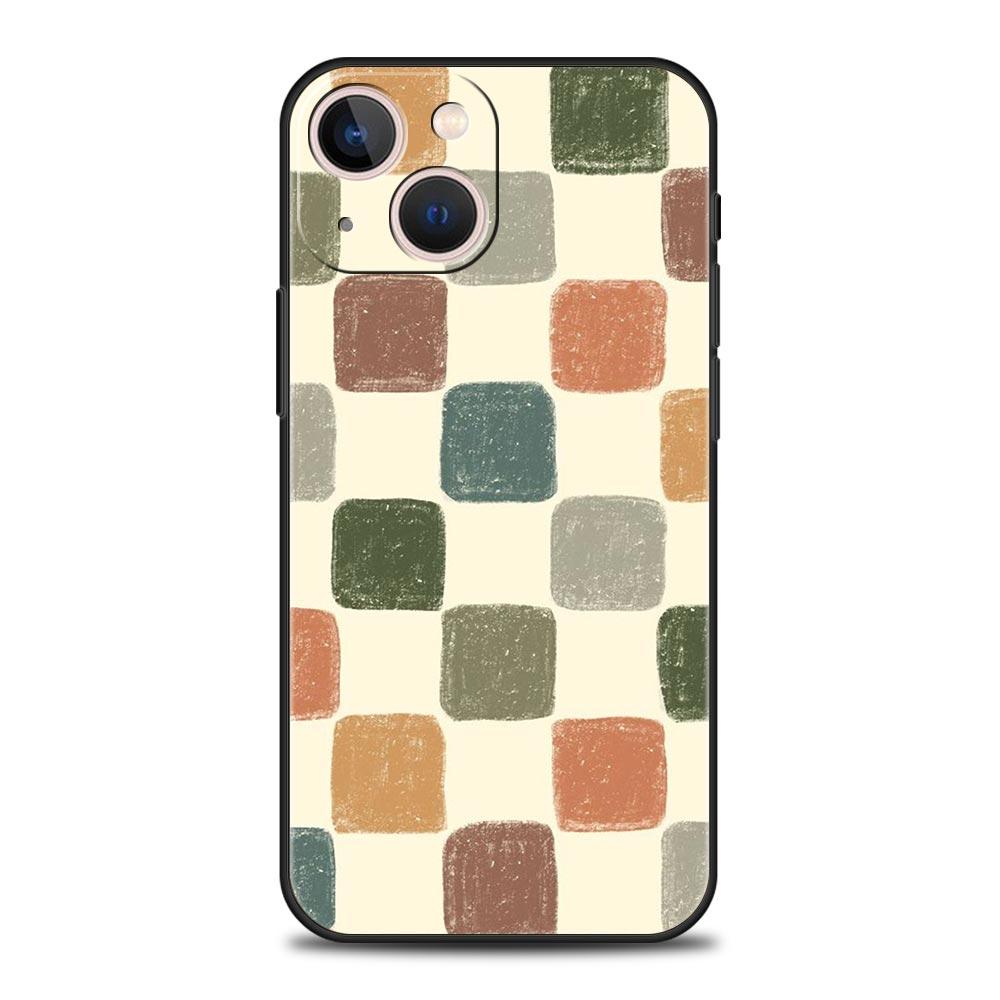 Checkerboard Checked Chess Board Luxury Phone Case For iPhone 17 Air 16 Plus 13 15 14 12 11 Pro MAX 7 8 SE Soft TPU Black Cover