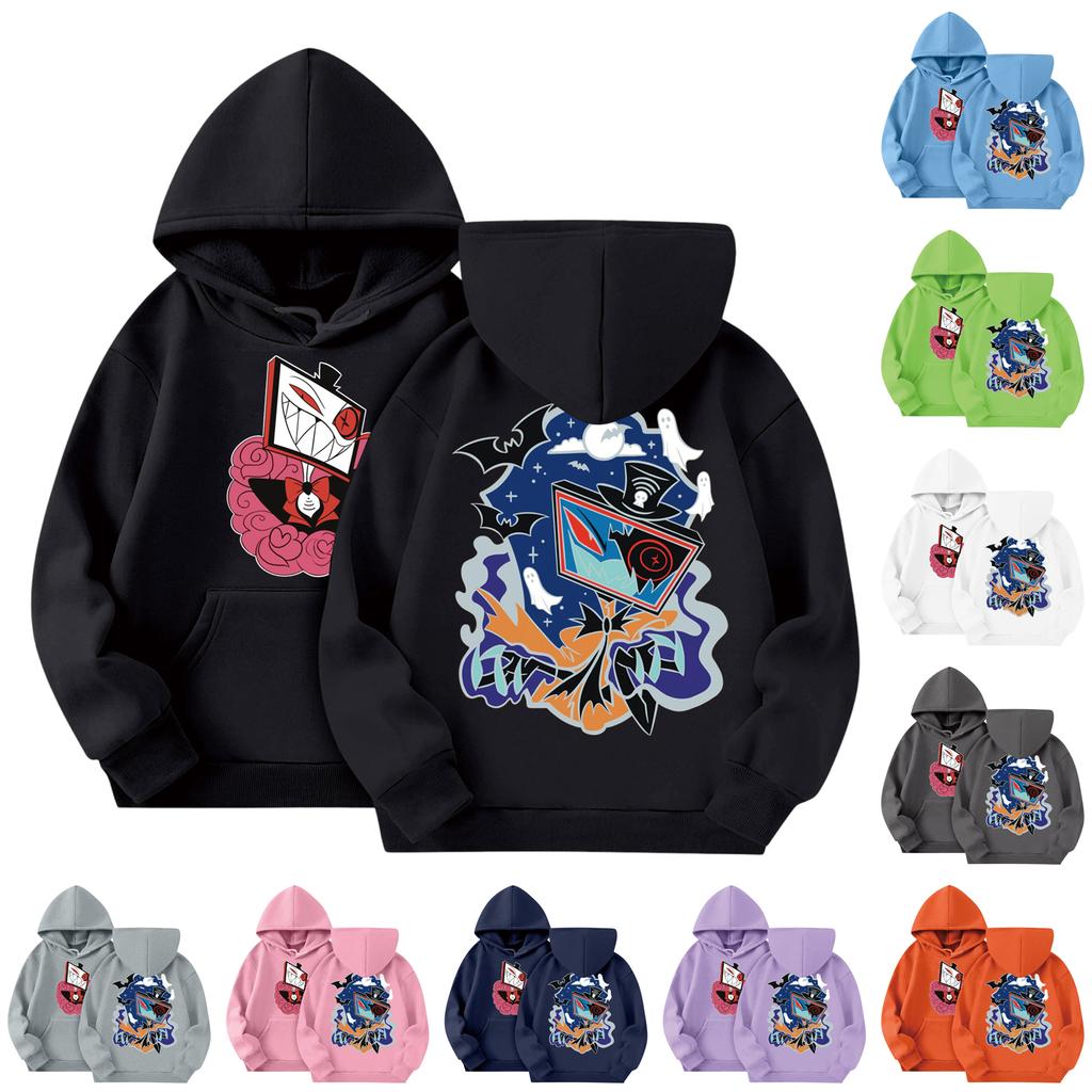 Child Fashion Lightweight Long Sleeve Pullover With Pockets  Print Hoodie