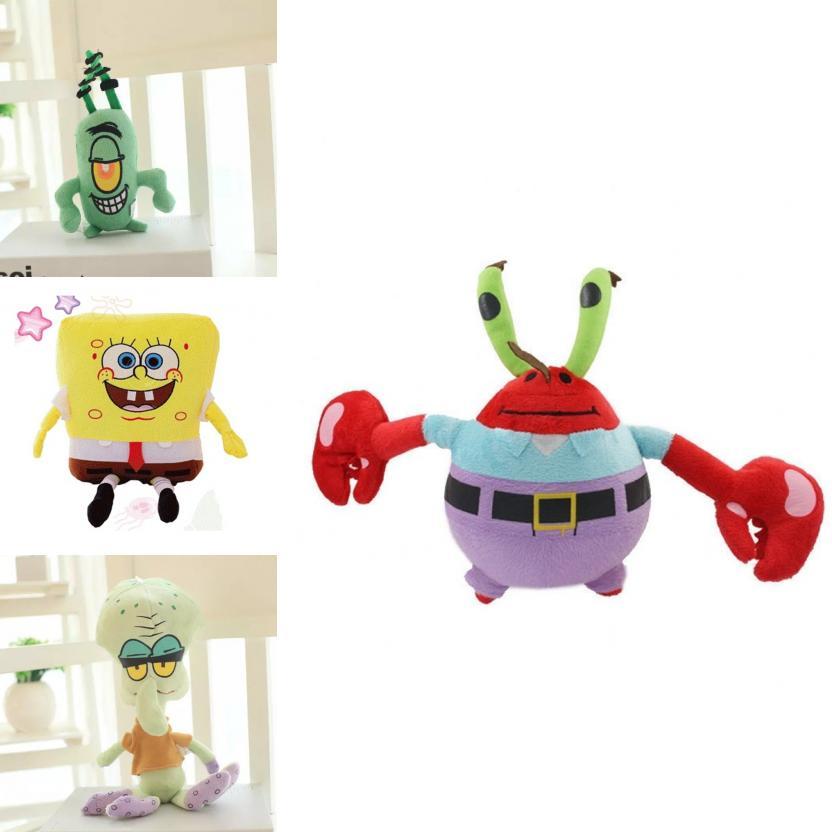 Set di Giocattoli Peluche Corti Carini Cartoni Animati Polpo Granchio Stella Marina Lumaca Serie Spongebob