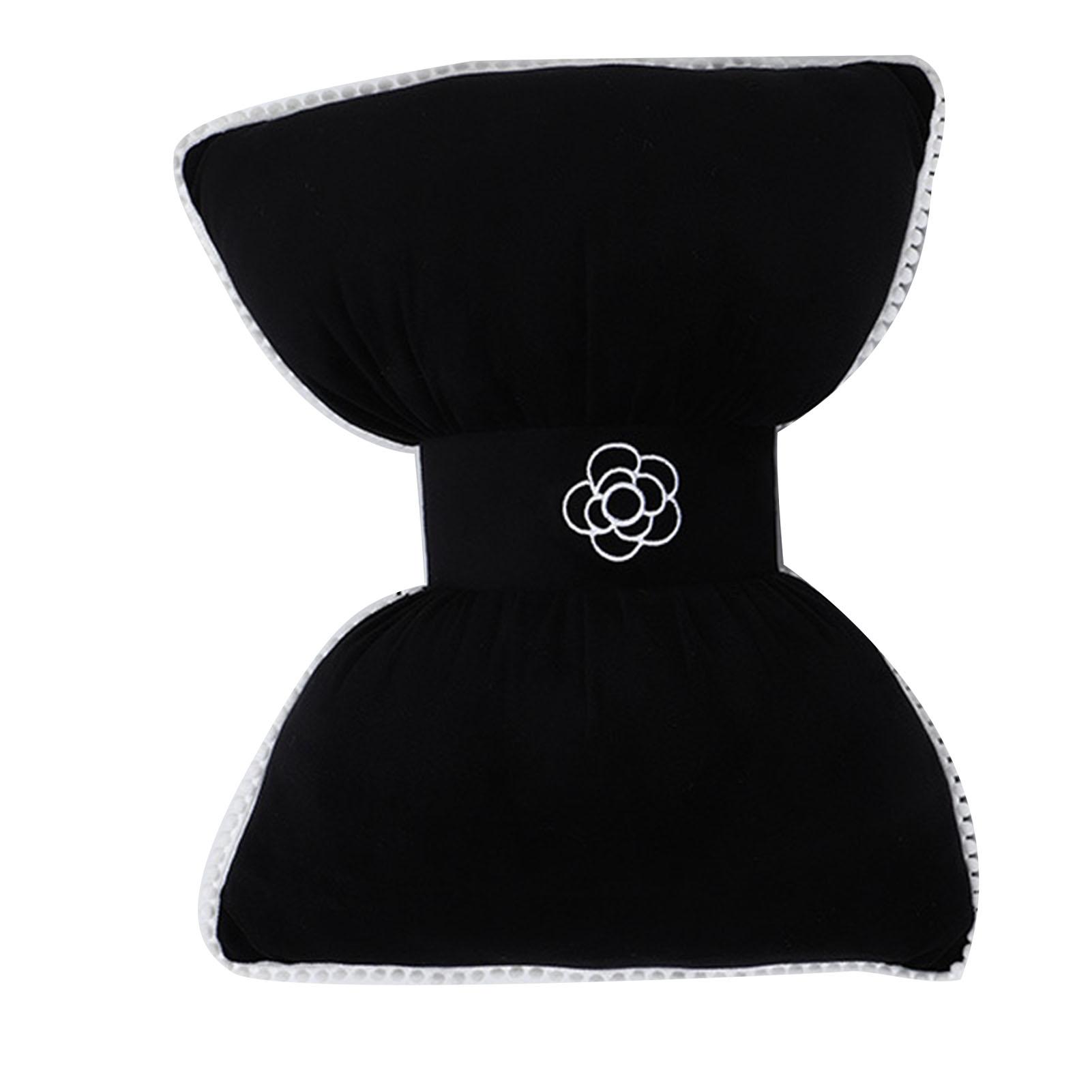 

Подушка для шеи с бантом, плюшевая, с мягкой плюшевой бабочкой, подушка-подголовник для автомобильного сиденья, с эластичной застежкой чёрный