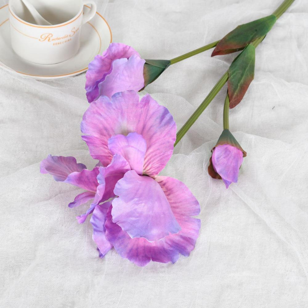 

Handmade Artificial Iris Flowers Real Touch Fake Flower Faux Silk Iris Branch Birthday Decor фиолетовый