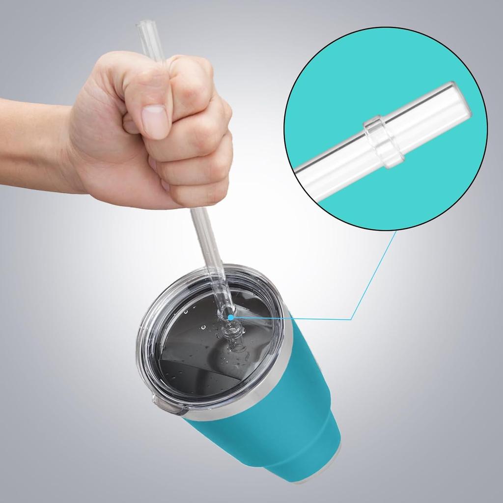 Reble Straws for YETI, 10.6 Inch Tumbler Straws Replacement for YETI 35/42 oz Straw Cup, 6 Pack Plastic Clear Drinking Cup Straw with 2 Cleaning
