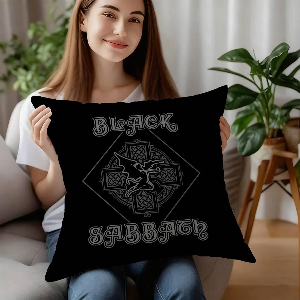 B-Black S-Sabbath Kapela Povlak na polštář Dekorativní na pohovku Domácí Oboustranný tisk Krátký plyšový Polštář Povlak na polštář Sváteční dárek