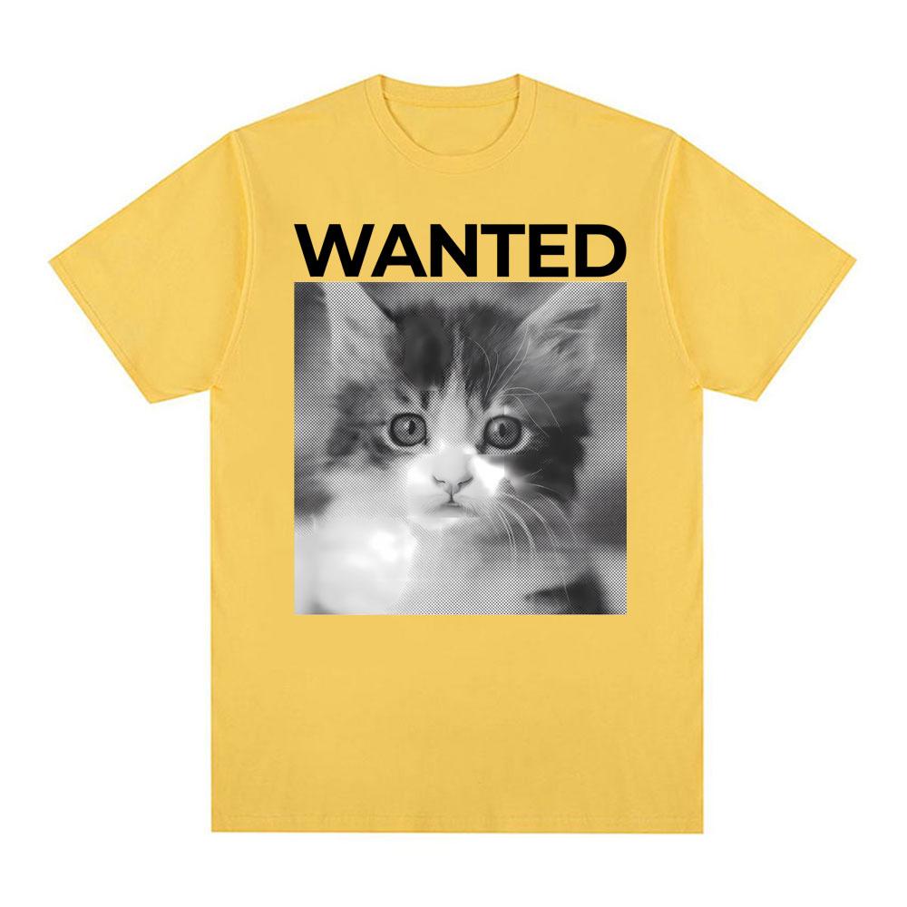 Wanted Cat Cute Funny Kawaii Kitten Graphic Tee Shirt Unisex Women Clothing Fashion Vintage Hot Sale T Shirts Cotton Casual Tshirt