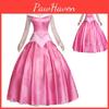 Enchanting Pink Sleeping Beauty Aurora Gown Costume For Women With Puff Sleeves