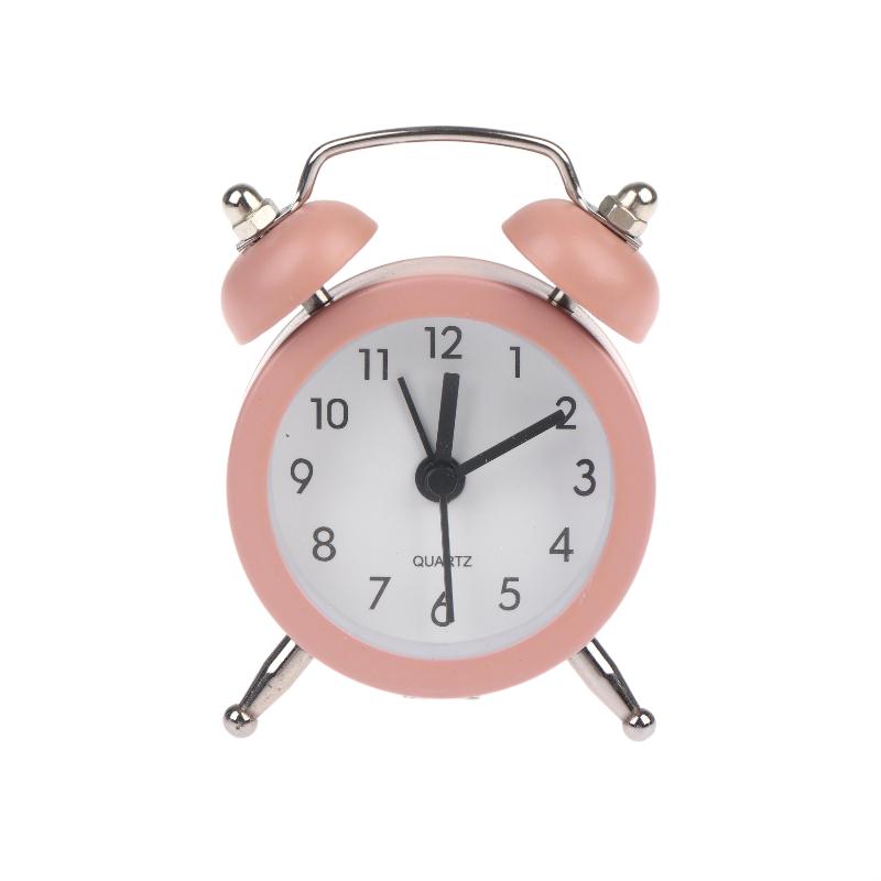 Mini Retro Twin Bell Alarm Clock Simple Desktop Wake Up Clock Small Desk Clock For Students Bedroom Office Home Table Decor