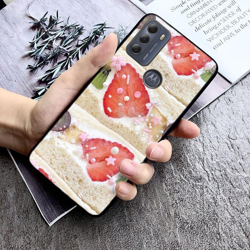 Phone Case For Moto G86 G85 G75 G15 G05 G56 G72 G53 G54 G84 G60 G31 G32 G24  G 5G G Play Strawberry Cat Cartoon