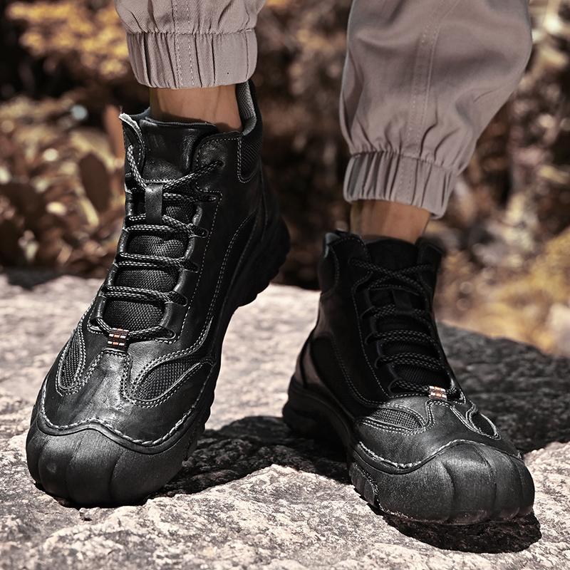 Fashion Mens Breathable Vintage Sneakers Male Hot Sale Basic Boots Men All-match Stylish Male Ankle Boots Leather Fashion Hiking Shoes