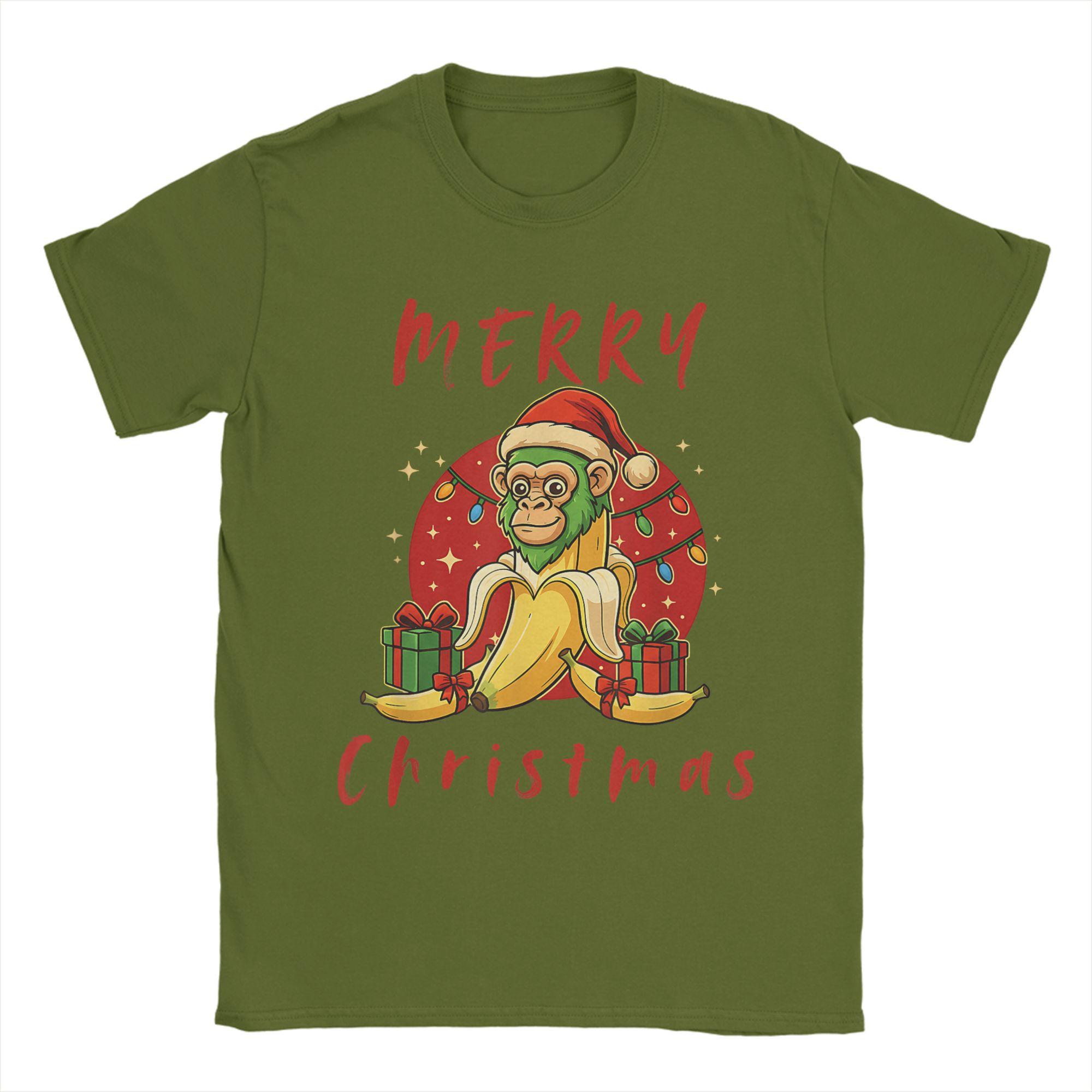 

Man T Shirt Italian Brainrot Christmas Chimpanzini Bananini Christmas T-Shirts Hip Hop Summer Tees Print 100% Cotton Tops 4XL