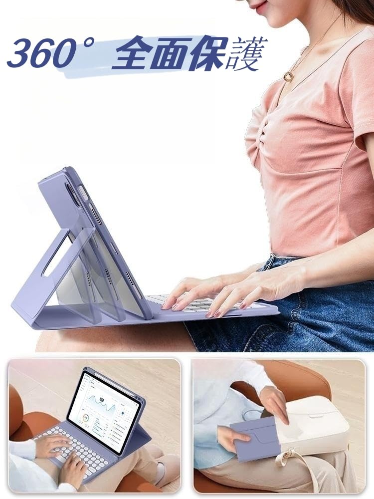 iPad 2025 iPad 10th Generation 2022 Case with Rotating Keyboard Vertical Pen Transparent Clear Back Magnetic Round Wireless Bluetooth Keyboard Mouse
