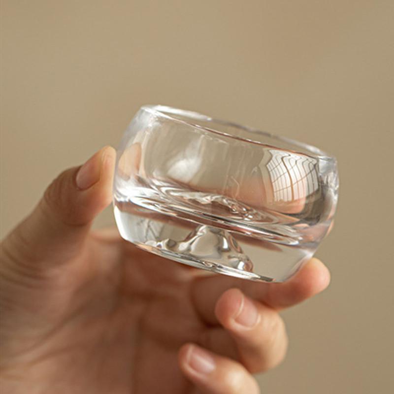 1 Pc Chinese Transparent Glass Tea Cup Handmade Tea Bowl Household Teacup Travel Personal Master Cup Tea Set Accessories 35ml